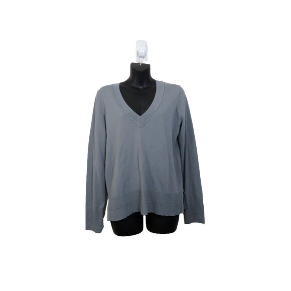 rag & bone size Medium Long Sleeve V Neck Top Gray Basic Casual - Picture 1 of 8